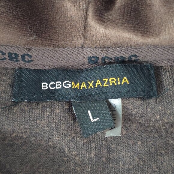 BCBG MAXAZRIA BROWN VELVET VELOUR EMBROIDERED HOODED SWEATER WOMEN'S SIZE LARGE - Picture 3 of 16